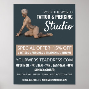 Tätowierstudio, Frau, Tattoo & Body Piercing Poster