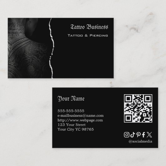 Tätowierstudio QR-Code Visitenkarte (Vorne/Hinten)