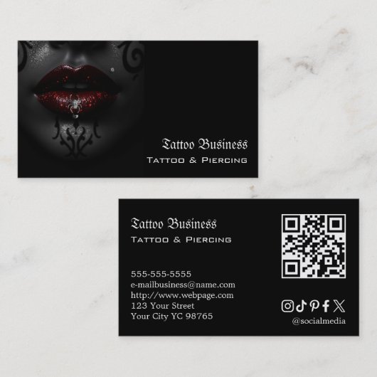 Tätowierstudio QR-Code Visitenkarte (Vorne/Hinten)