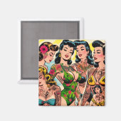 Tätowierte Comic-Mädchen Magnet (Vorderseite/Rückseite)