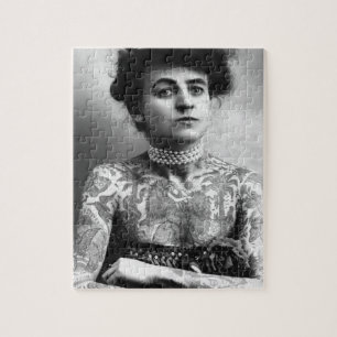 Tätowierte Dame - Frau mit Tätowierungen - vintage Puzzle