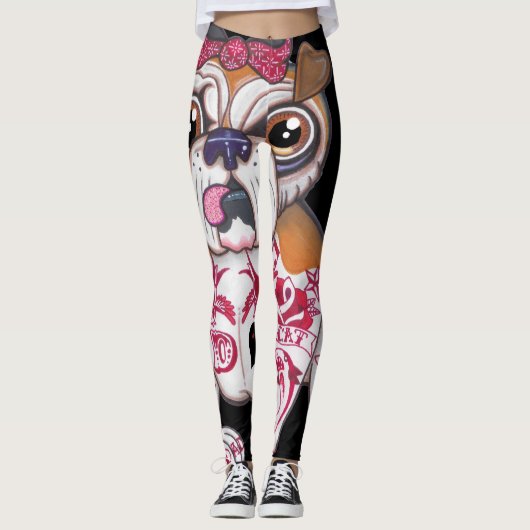 Tätowierte englische Bulldoggen-Leggings Leggings (Vorderseite)