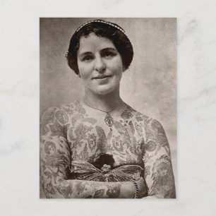 Tätowierte Frauen Vintage Schwarz-Weiß-Foto Postkarte