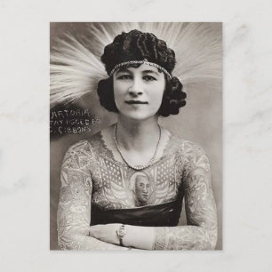 Tätowierte Frauen Vintage Schwarz-Weiß-Foto Postkarte