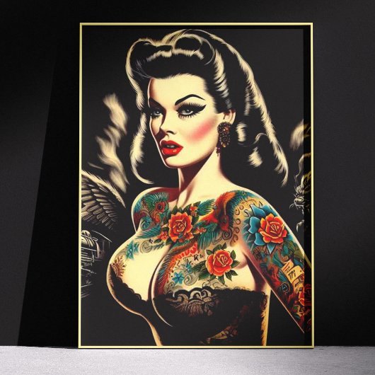 Tätowierte Goth Pin-up Poster