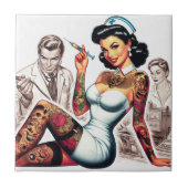 Tätowierte Krankenschwester Pin-up Fliese (Vorderseite)