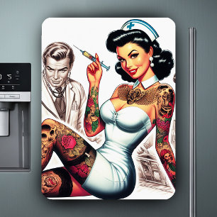 Tätowierte Krankenschwester Pin-up Magnet