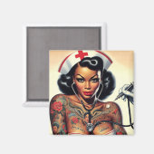 Tätowierte Krankenschwester Pin-up Magnet (Vorderseite/Rückseite)