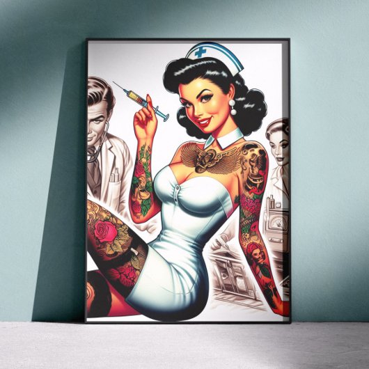 Tätowierte Krankenschwester Pin-up Poster