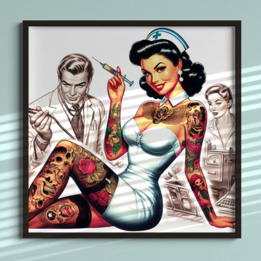 Tätowierte Krankenschwester Pin-up Poster