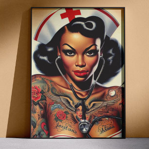 Tätowierte Krankenschwester Pin-up Poster