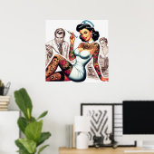 Tätowierte Krankenschwester Pin-up Poster (Heimbüro)