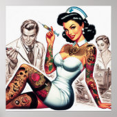 Tätowierte Krankenschwester Pin-up Poster (Vorne)