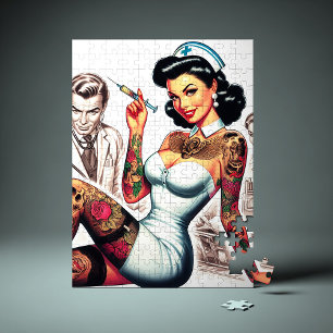 Tätowierte Krankenschwester Pin-up Puzzle