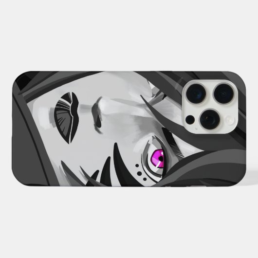 Tätowierte Kriegerfrau, schwarz-weiß iPhone Hülle (Rückseite (Horizontal))