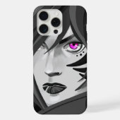 Tätowierte Kriegerfrau, schwarz-weiß iPhone Hülle (Rückseite)