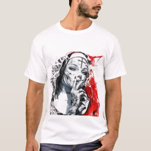 Tätowierte Nonne Graffiti-Kunst T-Shirt