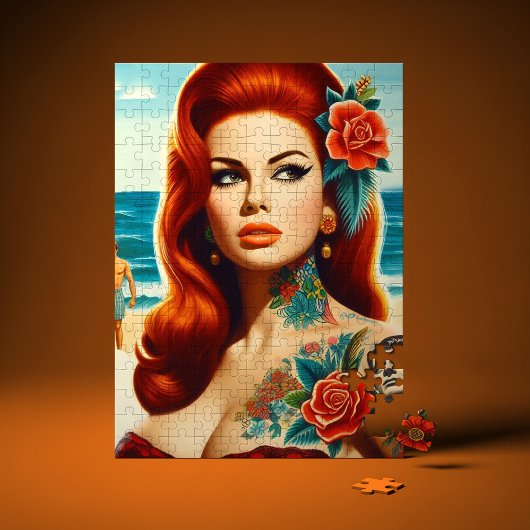 Tätowierte Rotschopf-Pin-up Puzzle
