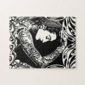 Tätowierte Sinti und Romafrau in Schwarzweiss Puzzle (Horizontal)