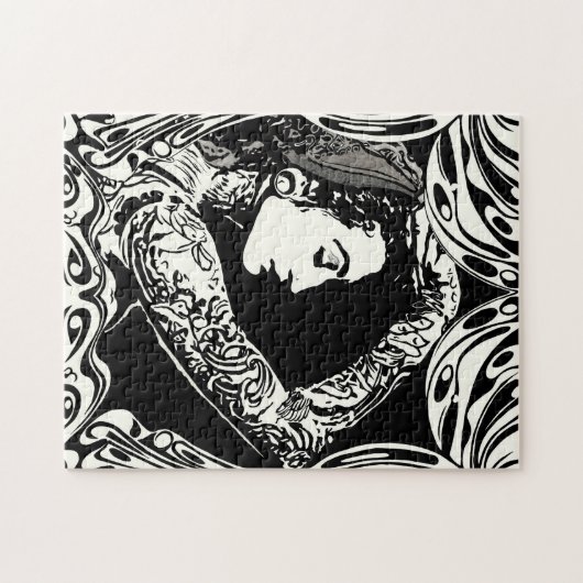 Tätowierte Sinti und Romafrau in Schwarzweiss Puzzle (Horizontal)