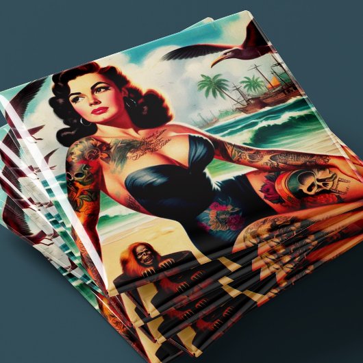 Tätowierte Strand-Pin-up Magnet