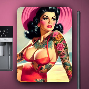 Tätowierte Strand-Pin-up Magnet