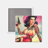 Tätowierte Strand-Pin-up Magnet (Vorderseite/Rückseite)