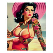 Tätowierte Strand-Pin-up Poster (Vorderseite)