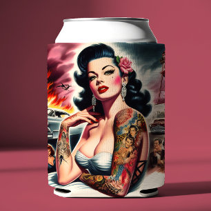 Tätowierte Vintage Pin-up Dosenkühler