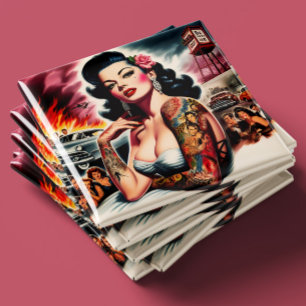 Tätowierte Vintage Pin-up Magnet