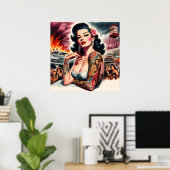 Tätowierte Vintage Pin-up Poster (Heimbüro)