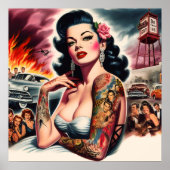 Tätowierte Vintage Pin-up Poster (Vorne)