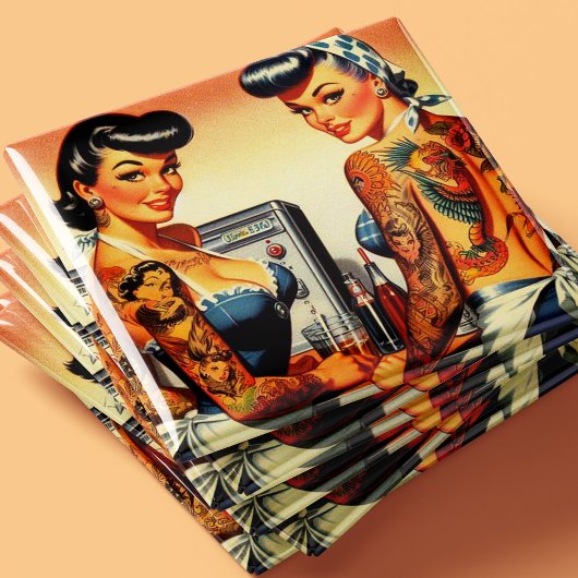 Tätowierte Vintage Pin-ups Magnet