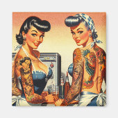 Tätowierte Vintage Pin-ups Magnet (Vorne)