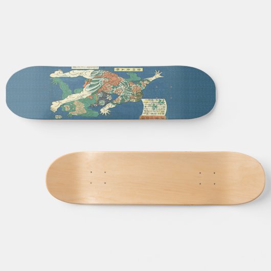 Tätowierter Herkules-Japaner Woodblock Druck Skateboard (Horizontal)