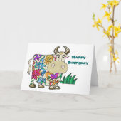 Tätowierter Kuh-Geburtstag Karte (Gelbe Blume)