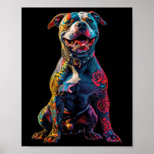 Tätowierter Pitbull Hund Tattoos Pitbull Tätowiert Poster
