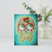 Tätowierter Schädel Postkarte (Stehend Vorderseite)
