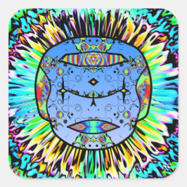 Tätowierter Schädel v0 Quadratischer Aufkleber