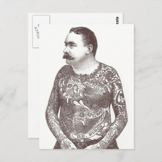 Tätowierter viktorianischer Typ mit dem Postkarte (Vorne/Hinten)