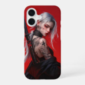 Tätowiertes Cyberpunk-Mädchen iPhone 16 Hülle (Rückseite)