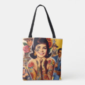 Tätowiertes Mädchen im alten Stil Tasche (Rückseite)
