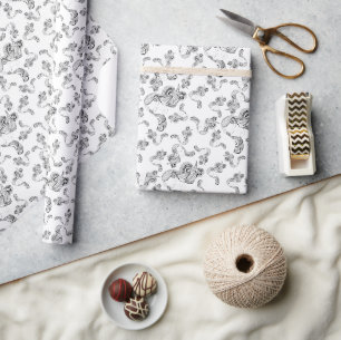 Tätowiertes Mädchen Schwarz und Weiß Geschenkpapier