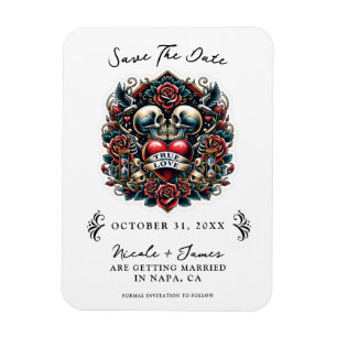 Tätowiertes Skelettherz Wahre Liebe Save-the-Date Magnet