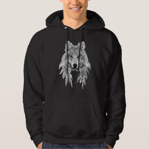 Tätowiertinte aus grauem Wolf zeichne Ärmel Hoodie