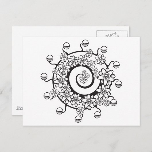 Tätowierung der spiralförmigen Blume Postkarte (Vorne/Hinten)