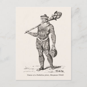 Tätowierung eines Priesters, Marquesas-Inseln Postkarte