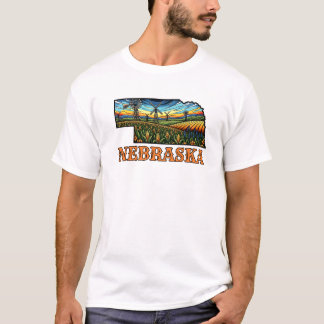 Tätowierung im Nebraska-Stil mit Kornfeldern T-Shirt