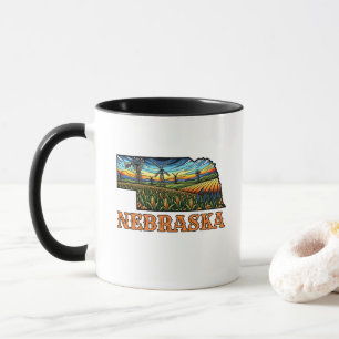 Tätowierung im Nebraska-Stil mit Kornfeldern  Tasse