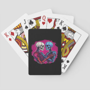 Tätowierung im Retro-Stil: Skeletthände halten Her Spielkarten